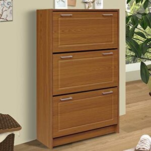 4D Concepts DELUXE TRIPLE SHOE CABINET (light walnut), 11.4"D x 29.3"W x 49.6"H,