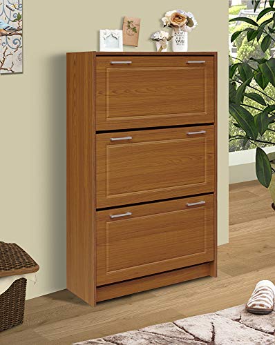 4D Concepts DELUXE TRIPLE SHOE CABINET (light walnut), 11.4"D x 29.3"W x 49.6"H,