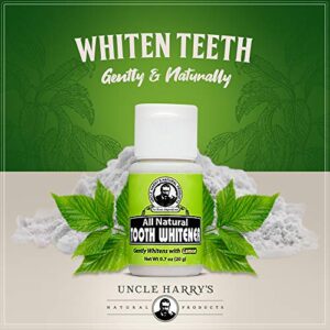 Uncle Harry's Tooth Whitener Powder | All Natural Enamel Support & Whitening Toothpaste for Sensitive Teeth | Powder Toothpaste for Gum Health & Fresh Breath (0.7 oz)