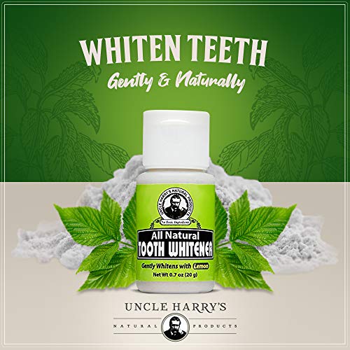 Uncle Harry's Tooth Whitener Powder | All Natural Enamel Support & Whitening Toothpaste for Sensitive Teeth | Powder Toothpaste for Gum Health & Fresh Breath (0.7 oz)