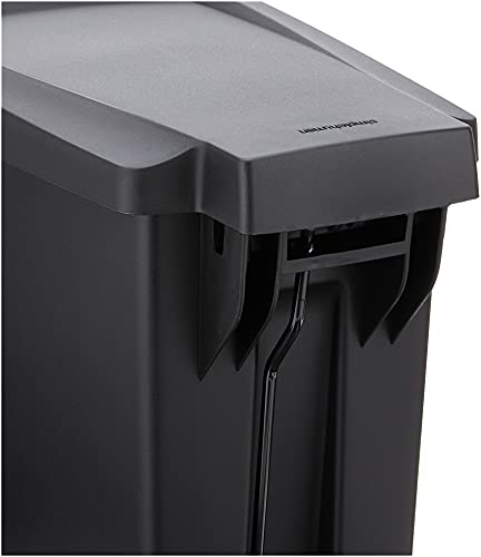 simplehuman Rectangular 10 Liter / 2.6 Gallon Compact Slim Bathroom or Office Step Trash Can, Black Plastic