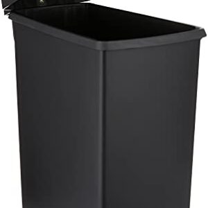 simplehuman Rectangular 10 Liter / 2.6 Gallon Compact Slim Bathroom or Office Step Trash Can, Black Plastic