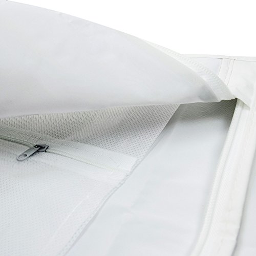 HANGERWORLD 72inch White Wedding Dress Garment Bag with 14inch Gusset, Showerproof, Breathable, Acid-Free, Dust Protector, Extra Wide Dress Cover