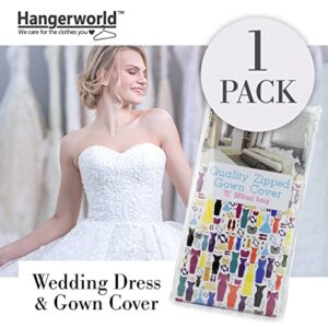 HANGERWORLD 72inch White Wedding Dress Garment Bag with 14inch Gusset, Showerproof, Breathable, Acid-Free, Dust Protector, Extra Wide Dress Cover