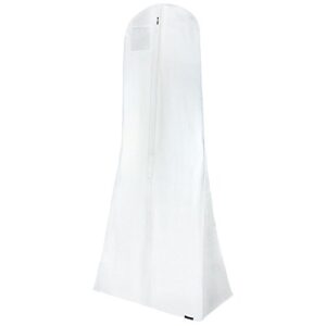 HANGERWORLD 72inch White Wedding Dress Garment Bag with 14inch Gusset, Showerproof, Breathable, Acid-Free, Dust Protector, Extra Wide Dress Cover