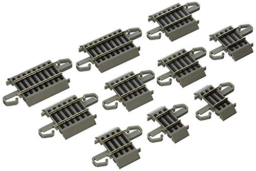 Bachmann Trains - Snap-Fit E-Z TRACK E-Z TRACK CONNECTOR ASSORTMENT - Contains 2 each .75", 1", 1.25", 1.5" and 2" straight (card) - NICKEL SILVER Rail With Gray Roadbed - HO Scale