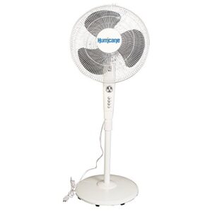 Hurricane Stand Fan - 16 Inch | Supreme Series |90 Degree Oscillation, 3 Speed Settings, Adjustable Height 41 Inches to 55 Inches - ETL Listed, White