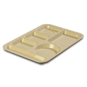 carlisle 61425 abs left-hand 6-compartment divided tray, 14″ x 10″, tan (pack of 24)