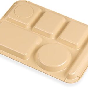 Carlisle 61425 ABS Left-Hand 6-Compartment Divided Tray, 14" X 10", Tan (Pack of 24)