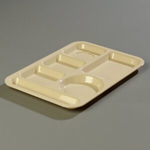 Carlisle 61425 ABS Left-Hand 6-Compartment Divided Tray, 14" X 10", Tan (Pack of 24)