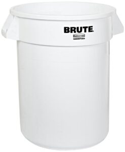 rubbermaid fg264300 white 44 gallon brute lldpe heavy-duty round container without lid