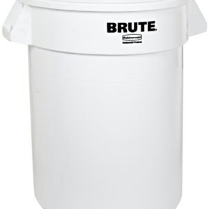 Rubbermaid FG264300 White 44 Gallon Brute LLDPE Heavy-Duty Round Container without Lid