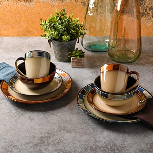 Gibson Casa Estebana 16-piece Dinnerware Set Service for 4, Beige and Brown - 70736.16RM