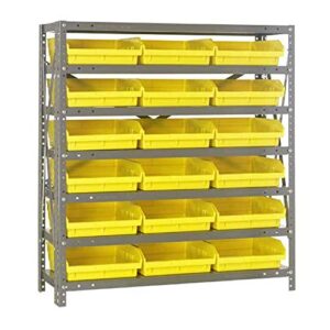quantum storage 1239-109yl steel shelving unit with 4″ shelf bins, 12″ d x 36″ w x 39″ h, yellow
