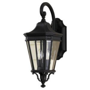 feiss ol5401bk cotswold lane outdoor patio lighting wall lantern, black, 2-light (9″w x 21″h) 120watts