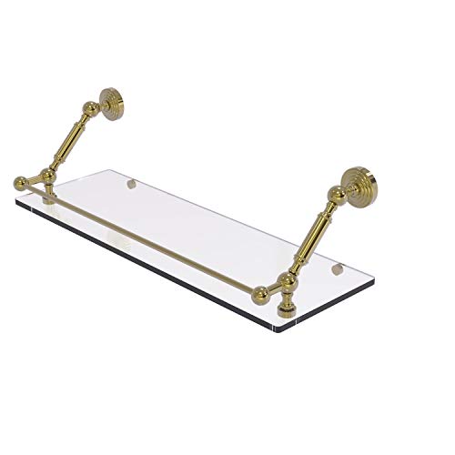 Allied Brass WP-1-24-GAL Waverly Place 24 Inch Floating Gallery Rail Glass Shelf, Unlacquered Brass