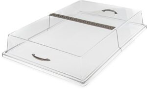 cfs sc2607 acrylic pastry tray hinged cover, 26.19″ length x 18.20″ width x 4″ height, clear