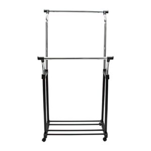 Organize It All Adjustable Double Rail Rolling Clothing and Garment Rack