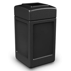 commercial zone 732101 open-top indoor/outdoor square 42 gallon large waste trash container bin, black
