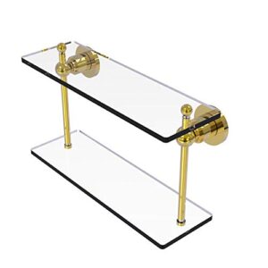 allied brass ap-2/16 astor place collection 16 inch two tiered glass shelf, polished brass