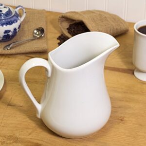 HIC Creamer Pitcher with Handle, Fine White Porcelain, 16-Ounces