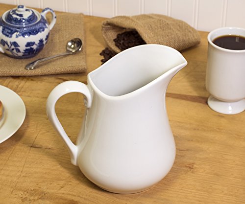 HIC Creamer Pitcher with Handle, Fine White Porcelain, 16-Ounces