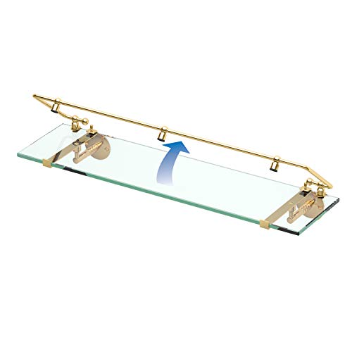 Gatco 1438 Glass Railing Shelf, Brass