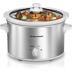 Hamilton Beach 4-Quart Slow Cooker with Dishwasher-Safe Stoneware Crock & Lid, Stainless Steel (33140V)