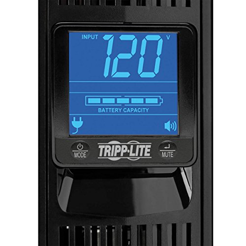 Tripp Lite SMART1500LCD 1500VA Smart UPS Battery Back Up, 900W Rack-Mount/Tower, LCD, AVR, USB, DB9, 3 Year Warranty & Dollar 250,000 Insurance Black
