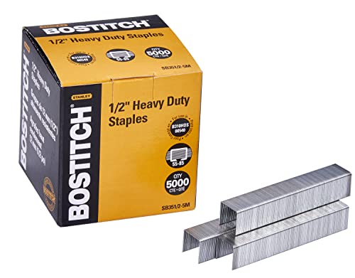 Bostitch Office SB351/2-5M Heavy Duty Premium Staples, 55-85 Sheets, 0.5-Inch Leg, 5,000 Per Box (Packaging may vary)
