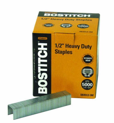 Bostitch Office SB351/2-5M Heavy Duty Premium Staples, 55-85 Sheets, 0.5-Inch Leg, 5,000 Per Box (Packaging may vary)