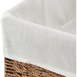 Household Essentials ML-5611 Set of Three Woven Wicker Storage Baskets with Removable Liners | Natural Seagrass,Brown