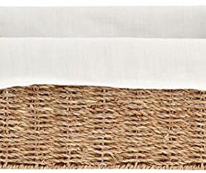 Household Essentials ML-5611 Set of Three Woven Wicker Storage Baskets with Removable Liners | Natural Seagrass,Brown