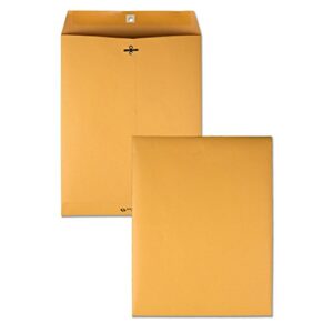 quality park 10 x 13 clasp envelopes, gummed, moisture-activated adhesive for permanent secure seal, 28 lb paper, brown kraft, 100/box (qua37897)