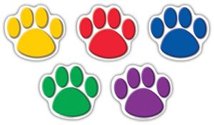 teacher created resources paw print accents, colorful (4114) – 30 count