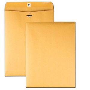 quality park 9 x 12 clasp envelopes with deeply gummed flaps, great for filing, storing or mailing documents, 28 lb brown kraft, 100 per box (qua37890)