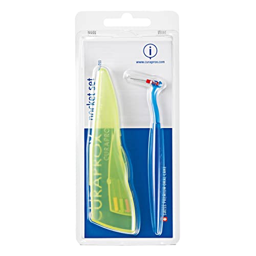 Curaprox CPS 457 Pocket Set Interdental Brushes, Pocket Set with Storage Box, Holder and All 5 CPS Prime Interdental Brushes