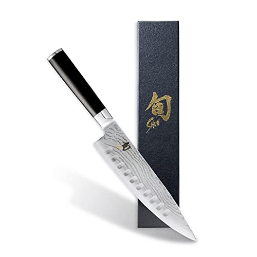 Shun Cutlery Classic Hollow Ground Chef's Knife 8”, Ideal for All-Around Food Preparation, Authentic, Handcrafted Japanese Knife, Professional Chef Knife