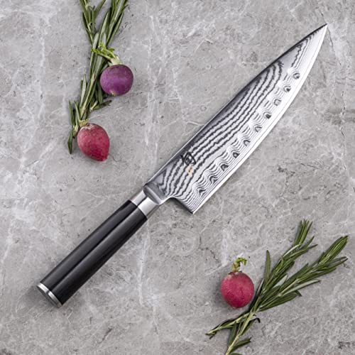 Shun Cutlery Classic Hollow Ground Chef's Knife 8”, Ideal for All-Around Food Preparation, Authentic, Handcrafted Japanese Knife, Professional Chef Knife