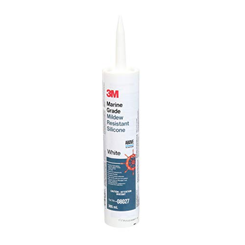 3M Marine Grade Silicone Sealant, 08027, For Boats and RVs, Above the Waterline Interior/Exterior Sealing, White, 10.3 fl oz Cartridge