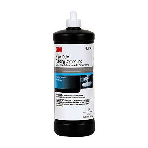 3M Super Duty Rubbing Compound 05954, Liquid Formula, High Cut Rate, 1 qt (32 fl oz/946 mL)