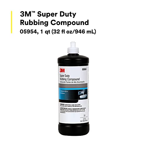 3M Super Duty Rubbing Compound 05954, Liquid Formula, High Cut Rate, 1 qt (32 fl oz/946 mL)