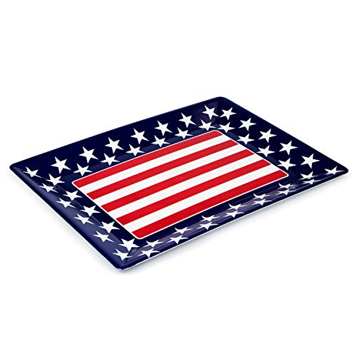 Medium Plastic Serving Tray- Red, White and Blue Patriotic