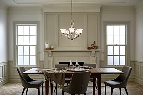 Kichler Dover 23" 5 Light Chandelier with Etched Seeded Glass in Brushed Nickel