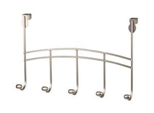 spectrum diversified duchess 5 door hooks for closet, bathroom & laundry room, jacket & towel rack, clothes hanger for small spaces, satin nickel