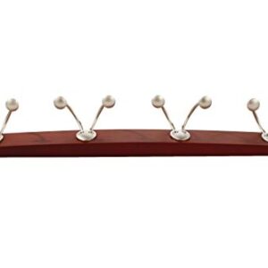 Spectrum Diversified Stratford Wood Hook Rack with 4 Double Satin Nickel Hooks, Walnut Finish