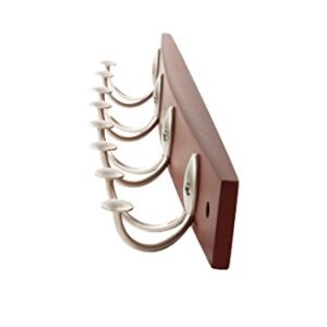 Spectrum Diversified Stratford Wood Hook Rack with 4 Double Satin Nickel Hooks, Walnut Finish