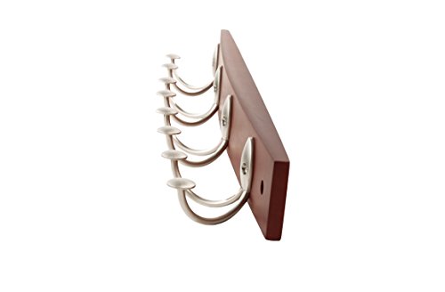 Spectrum Diversified Stratford Wood Hook Rack with 4 Double Satin Nickel Hooks, Walnut Finish