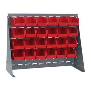 quantum storage systems qbr-2721-220-24rd ultra bin complete bench rack package with 24 ultra bins, 27″ x 8″ x 21″, red