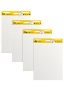 post-it super sticky easel pad, 25 x 30 inches, 30 sheets/pad, 4 pads, large white premium self stick flip chart paper, super sticking power (559-4)